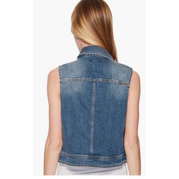 Prana Women's Blue Denim Sleeveless Cropped Jean Dree Vest Size Small - Picture 4 of 9